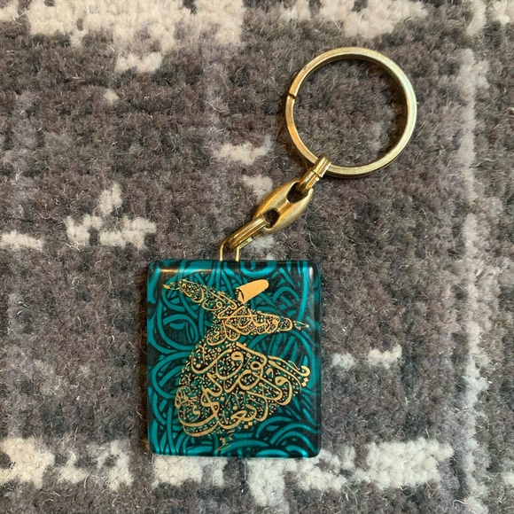 VINTAGE SUNNI ISLAMIC POETRY ARABIC GLASS KEYCHAIN - Picture 4 of 4